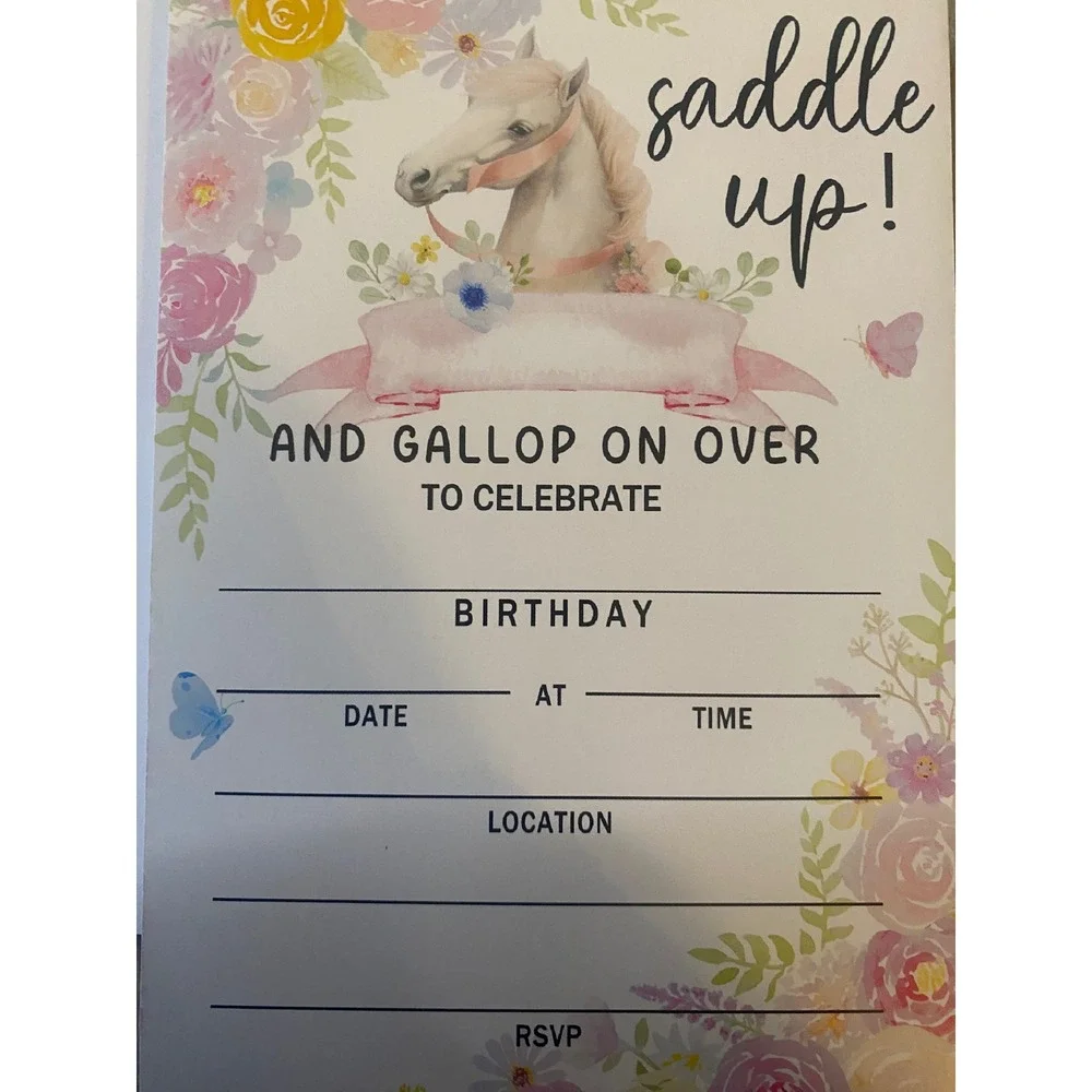 Girls Horse Birthday Party Invitations Saddle Up Gallop On‎ Over For Celebrate
